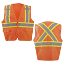 ANSI Class 2 Orange X-Back Safety Vest W/Zipper