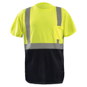 ANSI Class 2 Hi-Vis Black Bottom Birdseye Mesh Lime T-Shirt 