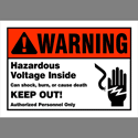 7"x10" WARNING Hazardous Volta